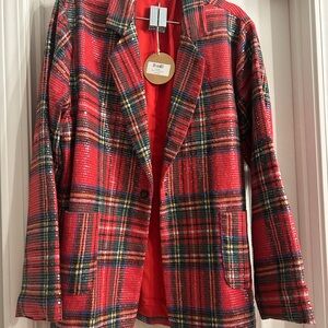 Sequin plaid blazer